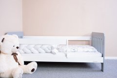 NEW BABY Detská posteľ so zábranou ERIK 160x80 cm bielo-sivá