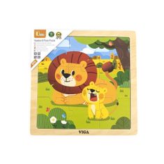 Viga Drevené puzzle pre najmenších 9 ks Lion