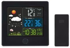 Solight meteostanice, barevný LCD, teplota, vlhkost, RCC, černá, TE80