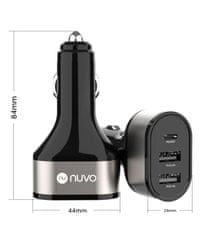 Nuvo 44 W autonabíjačka s výstupmi 2x USB a 1x USB-C čierna