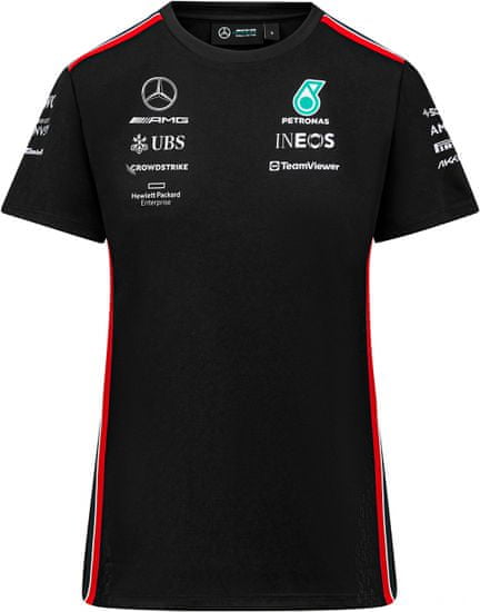 Mercedes-Benz tričko AMG Petronas F1 Driver dámske černo-bielo-červeno-tyrkysové