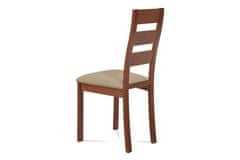 Autronic Drevená jedálenská stolička Jídelní židle, masiv buk, barva třešeň, látkový béžový potah (BC-2603 TR3)