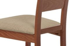 Autronic Drevená jedálenská stolička Jídelní židle, masiv buk, barva třešeň, látkový béžový potah (BC-2603 TR3)