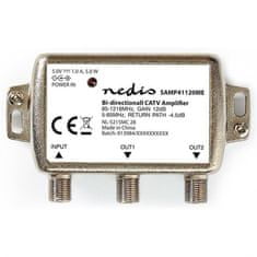 Nedis Zosilňovač CATV, Max. zesílení 9 dB, 85-1218 MHz, 2 výstupy, zpětný kanál - 4, 5 dB, 5-65 MHz, konektor F