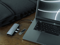 Satechi USB-C HYBRID MULTIPORT ADAPTER s priestorom pre externý disk SSD, tmavosivá