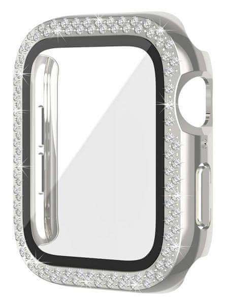 WEBHIDDENBRAND Worryfree Bling Bumper Case Apple Watch 45mm, Silver