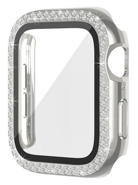 WEBHIDDENBRAND Worryfree Bling Bumper Case Apple Watch 41mm, Silver