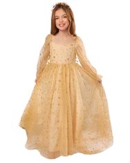 Beauty Girls Karnevalové šaty s hviezdami veľkosť 140 - Golden Princess