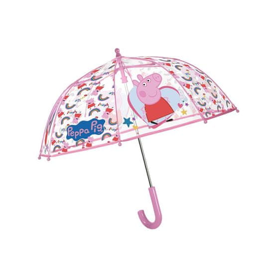 Perletti Dievčenský dáždnik PEPPA PIG transparentný