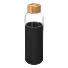 QUOKKA Quokka Flow, Sklenená fľaša so silikónovým povrchom BLACK, 660ml, 40007