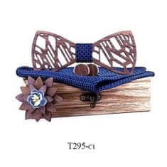 MXM Mahoosive Dřevěný motýlek s kapesníčkem a manžetovými knoflíčky T295