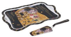 Home Elements  Tortový tanier s náčiním 35 cm, Klimt, Bozk, tmavý