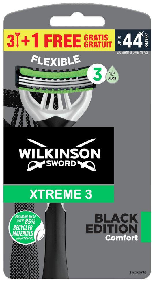 Wilkinson Sword Xtreme3 Black Edition Comfort pánsky jednorazový holiaci strojček 3+1 ks