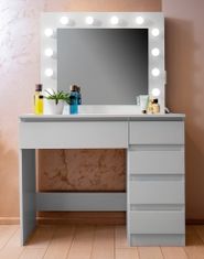 Aga Toaletný stolík so zrkadlom, osvetlením a el.zástrčkou Matný biely