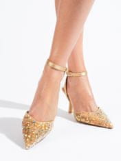 Amiatex Dámske sandále 100565 + Nadkolienky Gatta Calzino Strech, odtiene žltej a zlatej, 40