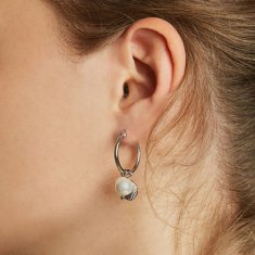 Rosefield Slušivé oceľové náušnice s perlou Amber JSPCES-J174