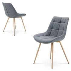 Autronic Jedálenská stolička, poťah sivá látka, kovové nohy, 3D dekor dub CT-394 GREY2