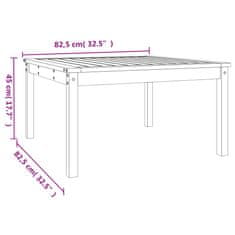 Vidaxl Záhradný stolík biely 82,5x82,5x45 cm borovicový masív