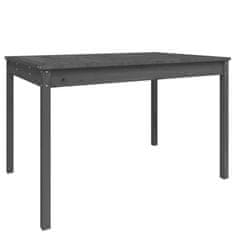 Vidaxl Záhradný stolík sivý 121x82,5x76 cm borovicový masív