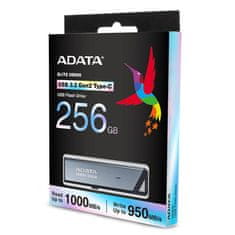 A-Data UE800/256GB/1000MBps/USB 3.2/USB-C/Strieborná