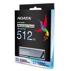 A-Data UE800/512GB/1000MBps/USB 3.2/USB-C/Strieborná