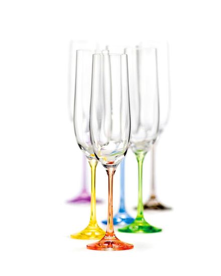 Crystalex Bohemia Crystal Farebné poháre na šampanské Rainbow 40729/D4641/190ml (set po 6ks)