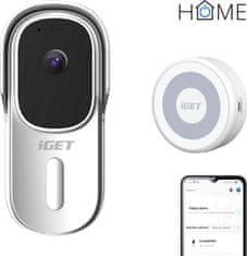 iGET iGET HOME Doorbell DS1 White + CHS1 White - WiFi bateriový videozvonek, set s reproduktorem, CZ app
