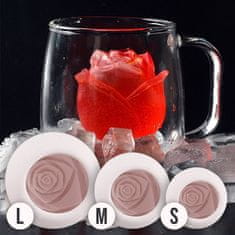 Sofistar Silikónové formičky na ľadové kocky - ruža (3 ks) malé, stredné, veľké kocky ľadu