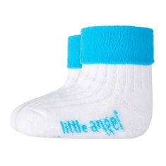 Little Angel Ponožky froté Outlast - biela/tyrkys 20-24 | 14-16 cm