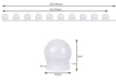 Izoxis 18910 LED svetlá na zrkadlo k toaletnému stolíku 10 ks, plast 15926