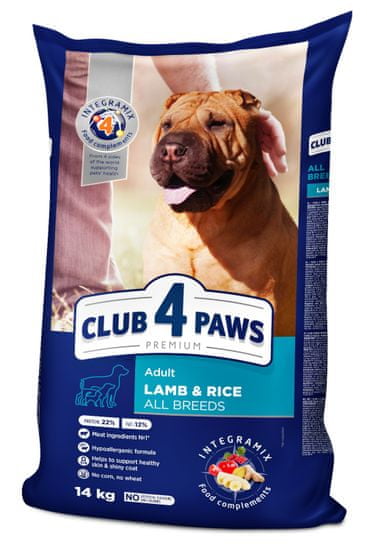 Club4Paws Premium 14kg Hypoalergenne pre dospelých psov všetkýсh plemien - jahňa a rýža