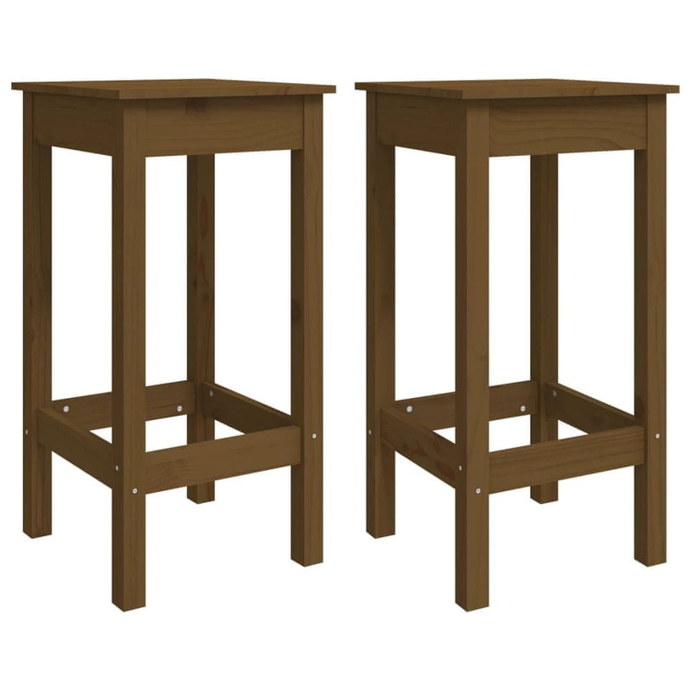 Vidaxl Barové stoličky 2 ks medovohnedé 40x40x78 cm borovicový masív