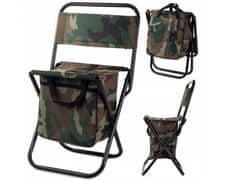 HolidaySport Skladacia rybárska kempingová stolička s vreckom maskáč