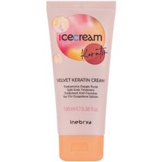 Inebrya Ice Cream Velvet Keratin Cream - Rekonštrukčný krém na poškodené vlasy, Intenzívna starostlivosť o vlasy, 100 ml