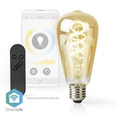Nedis Múdra žiarovka SmartLife ST64, Wi-Fi, E27, 360 lm, 4.9 W, Teplá - studená bílá