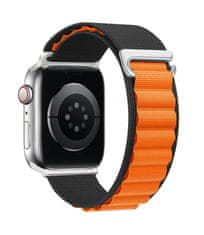 TopQ Textilný remienok Wavy pre Apple Watch 42-44-45-49 mm čierno-oranžový 95883
