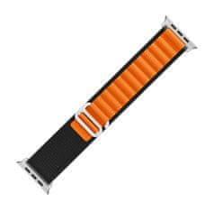 TopQ Textilný remienok Wavy pre Apple Watch 42-44-45-49 mm čierno-oranžový 95883