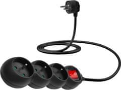 Connect IT prodlužovací kábel 230 V, 3 zásuvky, 1,5 m, s vypínačem, čierna