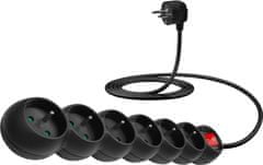 Connect IT prodlužovací kábel 230 V, 6 zásuvek, 2 m, s vypínačem, čierna