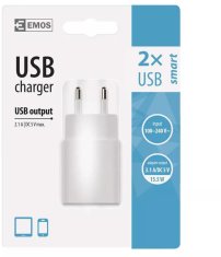 EMOS Univerzální USB adaptér SMART do sítě, 3,1A (15W), biela