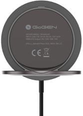 GoGEN bezdrátová nabíječka s MagSafe a kovovým držiakem, čierna
