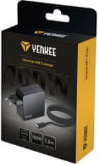 Yenkee síťová nabíječka YAU C100, USB-C, 100W, čierna