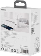 BASEUS síťová nabíječka, USB-C, USB-A, 20W, biela