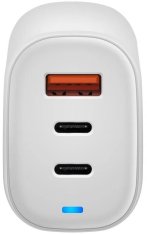 Acer síťový adaptér GaN, 65W, USB-A, 2x USB-C, EU + UK, biela