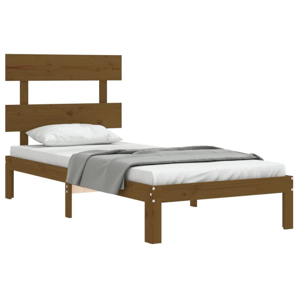Vidaxl Rám postele s čelom medovohnedý 100x200 cm masívne drevo