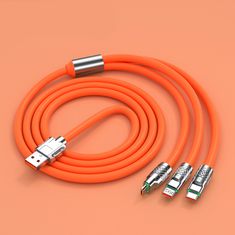 Netscroll Všestranný nabíjací kábel, multifunkčný 3-v-1 rýchly nabíjací kábel s USB-C, Micro USB a Lightning konektormi, 1.2m, LED indikátor, pre iPhone alebo Android, skvelý na cestovanie, FlexCharger