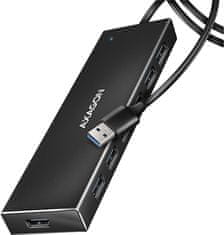 AXAGON HUE-F7A, 7x USB 3.2 Gen 1, ALU FLAT CHARGING hub, micro USB, kábel USB-A 1m