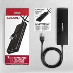 AXAGON HUE-F7A, 7x USB 3.2 Gen 1, ALU FLAT CHARGING hub, micro USB, kábel USB-A 1m