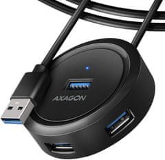 AXAGON HUE-P1AL 4x USB 3.2 Gen 1 ROUND hub, micro USB, kábel USB-A 1,2m