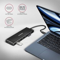 AXAGON HUE-F7C, 7x USB 3.2 Gen 1, ALU FLAT CHARGING hub, micro USB, kábel USB-C 30cm